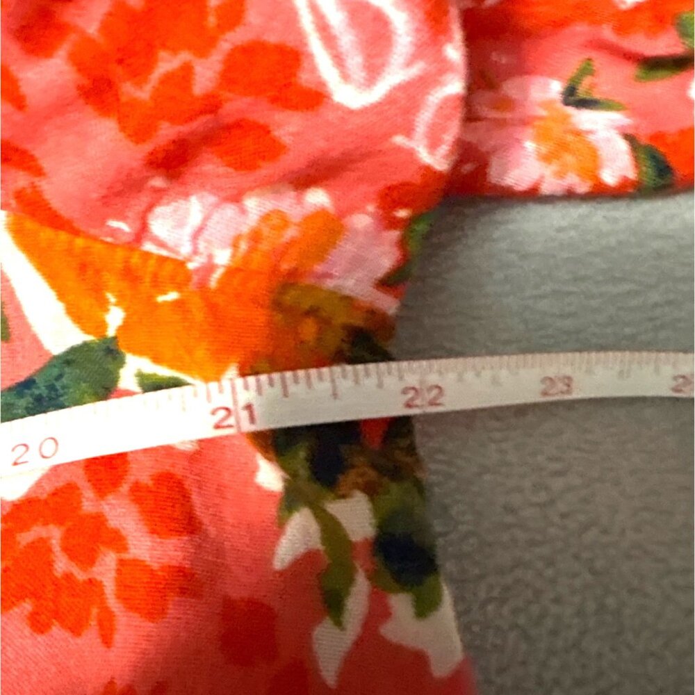 Lauren Conrad Red Floral Boho Peasant Blouse S 3/4 Sleeve Lightweight Relaxed Fi - Picture 5 of 6